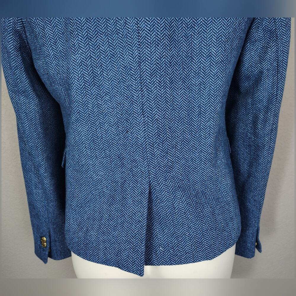 J.Crew Factory Herringbone Wool-blend Schoolboy Blue Blazer Size 10 - Picture 12 of 14